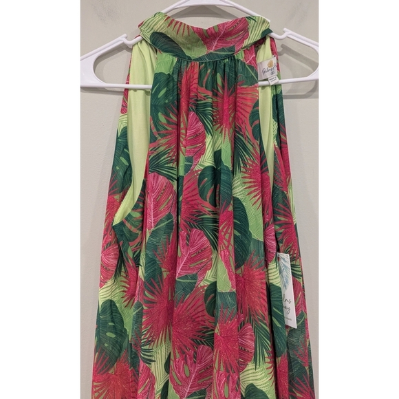 NWT Palms Away By Red Dress Sleeveless Green And Pink Floral Maxi Dress Small - Picture 5 of 9